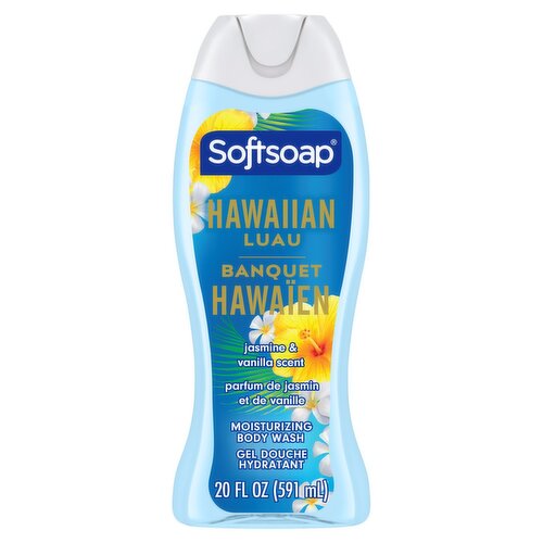 Softsoap Hawaiian Luau Moisturizing Body Wash and Shower Gel, Jasmine and Vanilla Scent, 20 fl oz