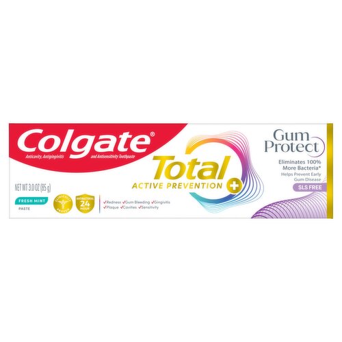 Colgate Total Active Prevention+ Gum Protect Fresh Mint Toothpaste, 3.0 oz