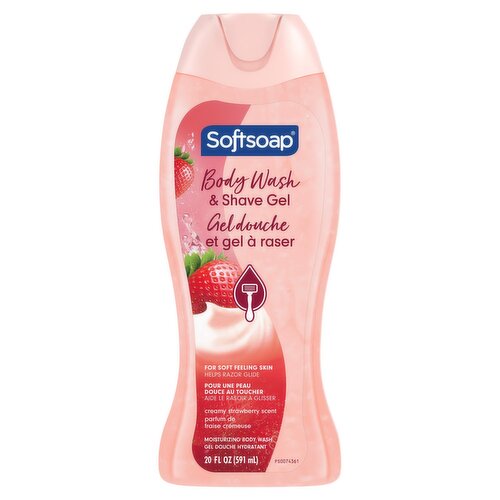 Softsoap Creamy Strawberry Scent Moisturizing Body Wash & Shave Gel, 20 fl oz