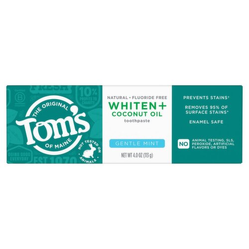 Tom's of Maine The Original Whiten + Coconut Oil Gentle Mint Toothpaste, 4.0 oz