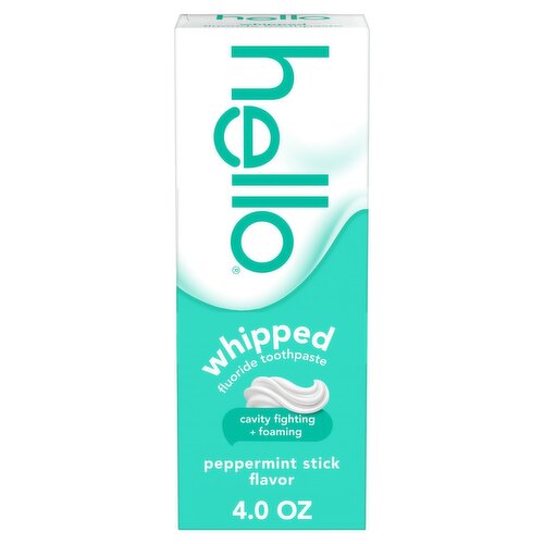 Hello Peppermint Stick Flavor Whipped Fluoride Toothpaste, 4.0 oz
