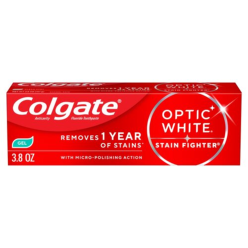 Colgate Optic White Stain Fighter Fresh Mint Anticavity Fluoride Toothpaste, 3.8 oz