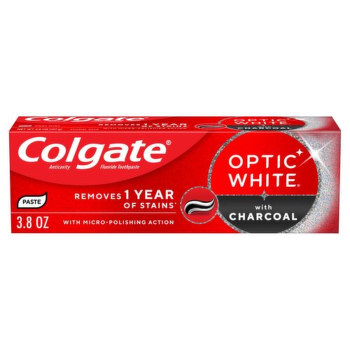 Colgate Optic White Cool Mint with Charcoal Anticavity Fluoride Toothpaste, 3.8 oz