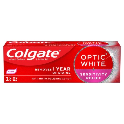 Colgate Optic White Soothing Mint Anticavity Toothpaste for Sensitive Teeth, 3.8 oz