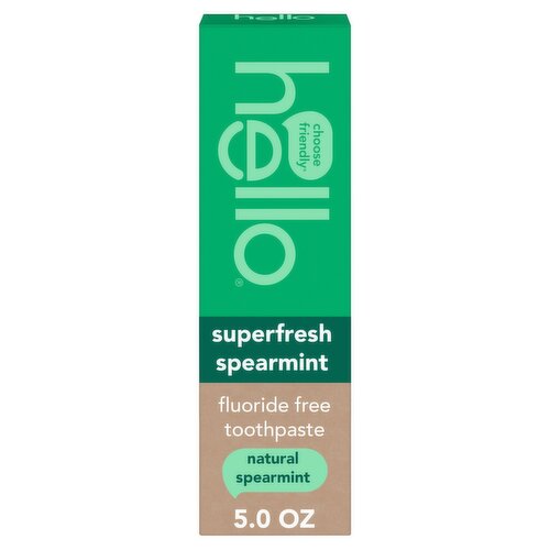 Hello Natural Superfresh Spearmint Fluoride Free Toothpaste, 5.0 oz