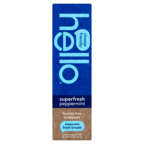 Hello Superfresh Peppermint Fluoride Free Toothpaste, 5.0 oz