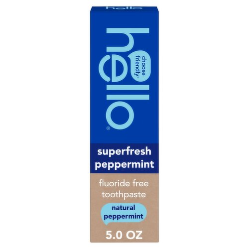 Hello Superfresh Peppermint Fluoride Free Toothpaste, 5.0 oz