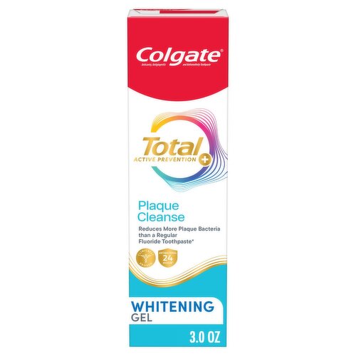 Colgate Total Active Prevention+ Plaque Cleanse Whitening Gel Toothpaste, 3.0 oz