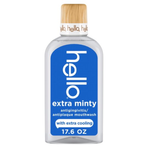 Hello Extra Minty Antigingivitis / Antiplaque Mouthwash with Extra Cooling, 17.6 fl oz