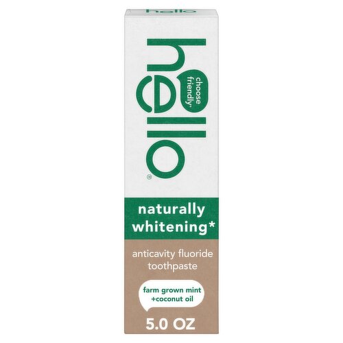 Hello Farm Grown Mint + Coconut oil Anticavity Fluoride Toothpaste, 5.0 oz