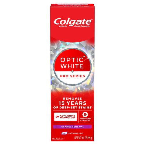 Colgate Optic White Pro Series Enamel Renewal Soothing Mint Anticavity Fluoride Toothpaste, 3.0 oz