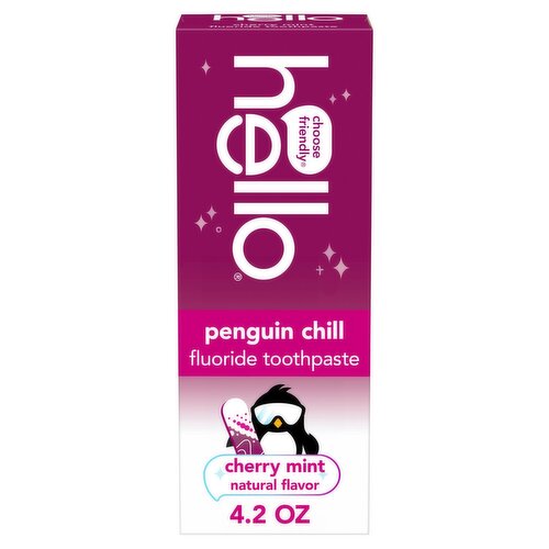 hello Penguin Chill Kids Toothpaste with Fluoride, Cherry Mint, 4.2 oz Tube