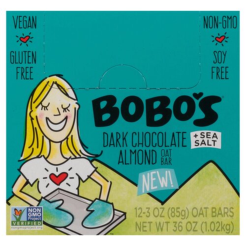 Bobo's Dark Chocolate Almond + Sea Salt Oat Bars, 3 oz, 12 count