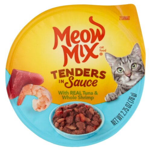 Meow Mix Tenders in Sauce with Real Tuna & Whole Shrimp Cat Food, 2.75 oz