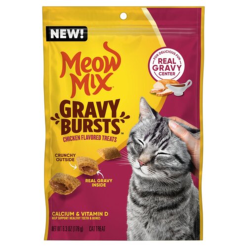 Meow Mix Gravy Bursts Chicken Flavored Treats Cat Treat, 6.3 oz