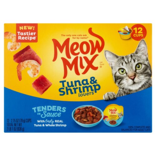 Meow Mix Tuna & Shrimp Lovers Tenders in Sauce Cat Food, 2.75 oz, 12 count