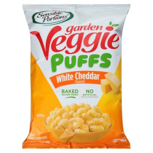 Sensible Portions Garden Veggie White Cheddar Flavored Baked Corn Puffs, 3.75 oz