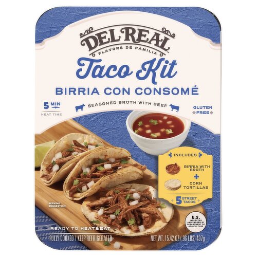 Del Real Foods Broth with Beef Birria Taco Kit, 15.42 oz