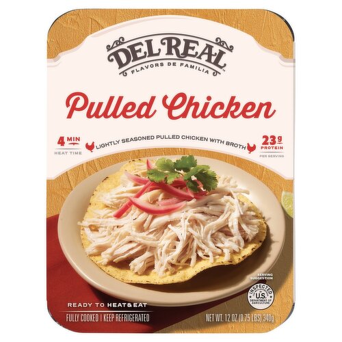 Del Real Foods Lightly Seasoned Pulled Chicken with Broth, 12 oz