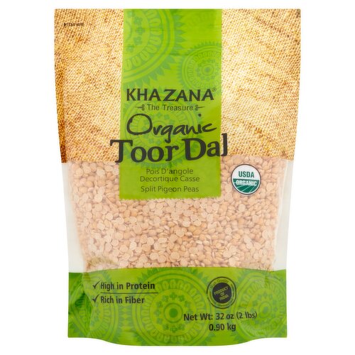 Khazana Organic Toor Dal Split Pigeon Peas, 32 oz