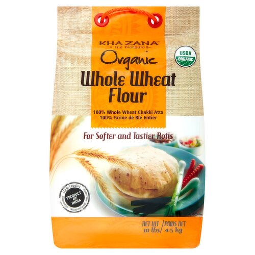 Khazana Organic Whole Wheat Flour, 10 lbs