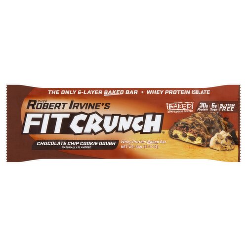 Chef Robert Irvine's Fit Crunch Chocolate Chip Cookie Dough Whey Protein Baked Bar, 3.10 oz