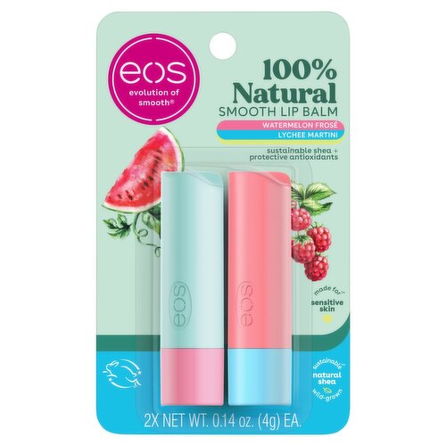 Evolution of Smooth Watermelon Frosé Lychee Martini 100% Natural Smooth Lip Balm, 2 count, 0.14 oz