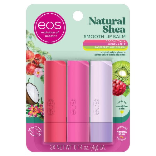 eos Natural Shea Smooth Lip Balm, 0.14 oz, 3 count