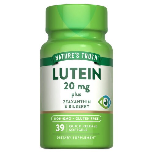 Nature's Truth Lutein Plus Zeaxanthin & Bilberry Dietary Supplement, 20 mg, 39 count