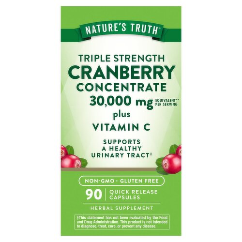 Nature's Truth Vitamins Triple Strength Cranberry Concentrate Herbal Supplement, 30,000 mg, 90 count