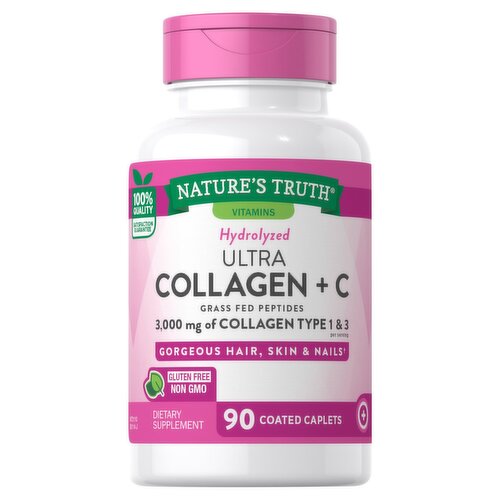 Nature's Truth Vitamins Hydrolyzed Ultra Collagen + C Dietary Supplement, 90 count