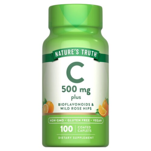 Nature's Truth C Plus Bioflavonoids & Wild Rose Hips Dietary Supplement, 500 mg, 100 count