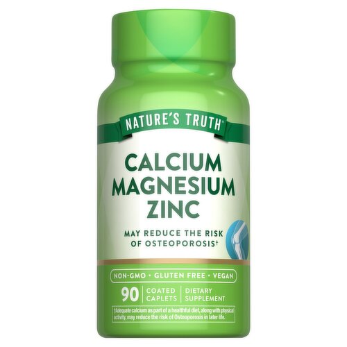 Nature's Truth Vitamins Calcium, Magnesium, Zinc Dietary Supplement, 90 count