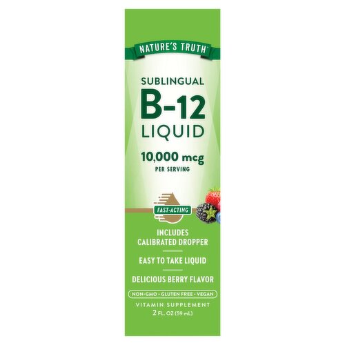 Nature's Truth Natural Berry Flavor Sublingual B-12 Vitamin Supplement, 10,000 mcg, 2 fl oz