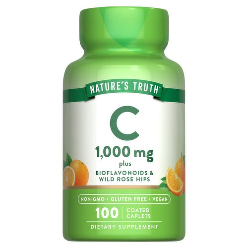 Nature's Truth C Plus Bioflavonoids & Wild Rose Hips Dietary Supplement, 1,000 mg, 100 count