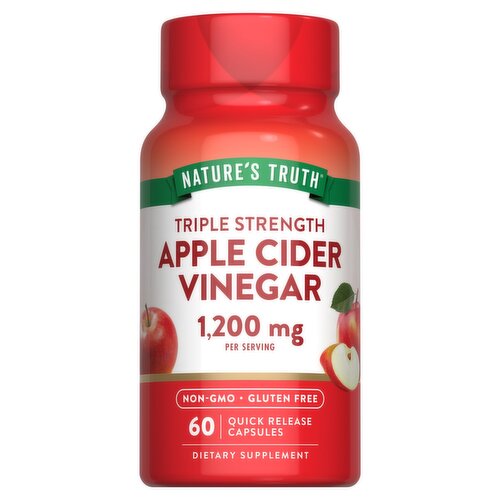 Nature's Truth Vitamins Triple Strength Apple Cider Vinegar Dietary Supplement, 1,200 mg, 60 count