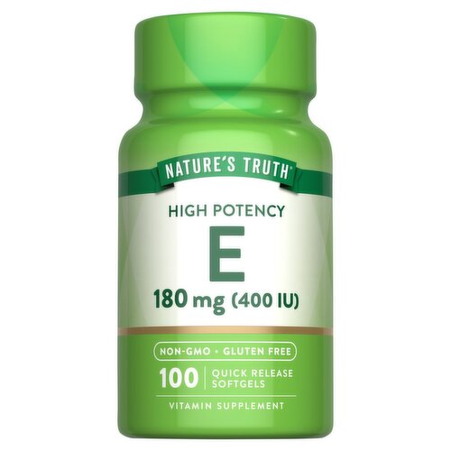 Nature's Truth Vitamins High Potency E Vitamin Supplement, 180 mg, 100 count