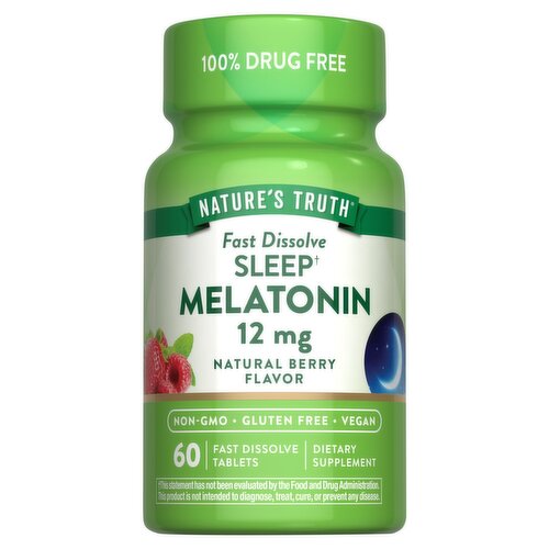 Nature's Truth Vitamins Fast Dissolve Melatonin Dietary Supplement, 12 mg, 60 count