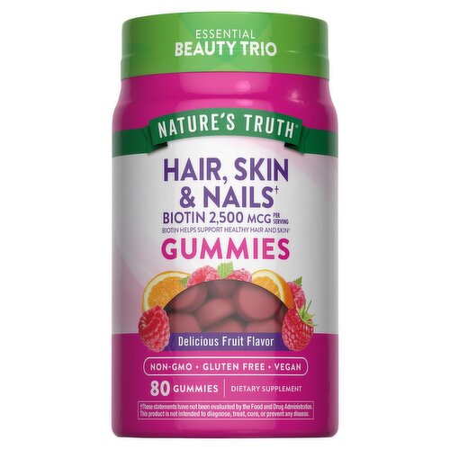 Nature's Truth Vitamins Hair, Skin, & Nails Biotin Dietary Supplement, 2,500 mcg, 80 count