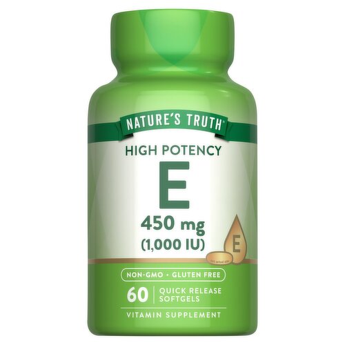 Nature's Truth Vitamins High Potency E Vitamin Supplement, 450 mg, 60 count