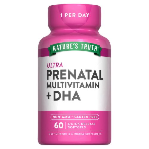 Nature's Truth Ultra Prenatal Vitamins & Minerals + DHA Multivitamin & Mineral Supplement, 60 count