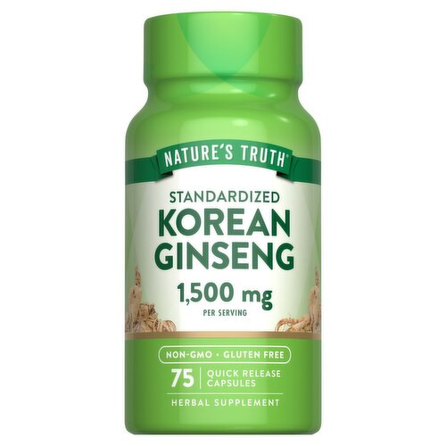 Nature's Truth Vitamins Standardized Korean Ginseng Herbal Supplement, 1,500 mg, 75 count