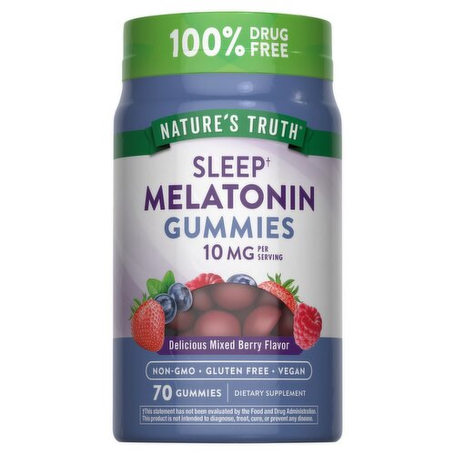 Nature's Truth Delicious Mixed Berry Flavor Sleep Melatonin Gummies Dietary Supplement, 70 count