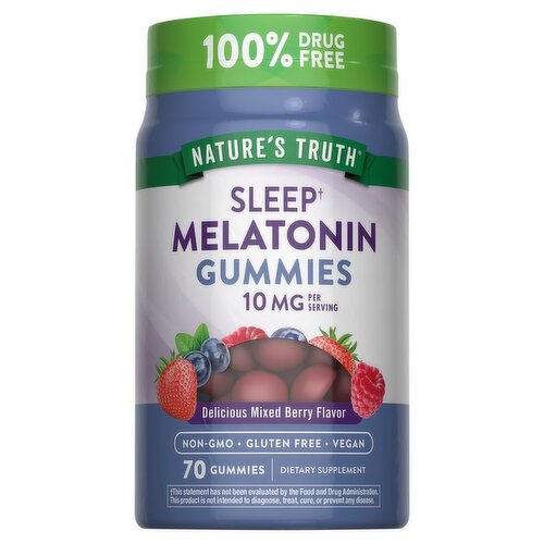 Nature's Truth Extra Strength Melatonin Natural Berry Flavor Dietary Supplement, 10 mg, 70 count