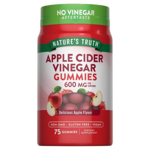 Nature's Truth Vitamins Apple Cider Vinegar Gummies Dietary Supplement, 600 mg, 75 count