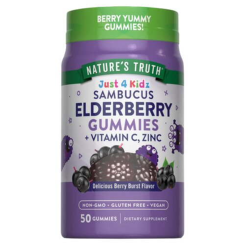 Nature's Truth Just 4 Kidz Sambucus Elderberry + Vitamin C, Zinc Dietary Supplement, 50 count