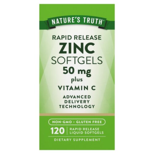 Nature's Truth Rapid Release Zinc 50 mg plus Vitamin C Softgels