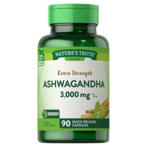 Nature's Truth Vitamins Extra Strength Ashwagandha Herbal Supplement, 3,000 mg, 90 count