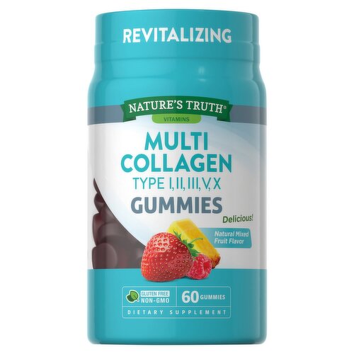 Nature's Truth Mixed Fruit Flavor Multi Collagen Type I, II, III, V, X Dietary Supplement, 60 count