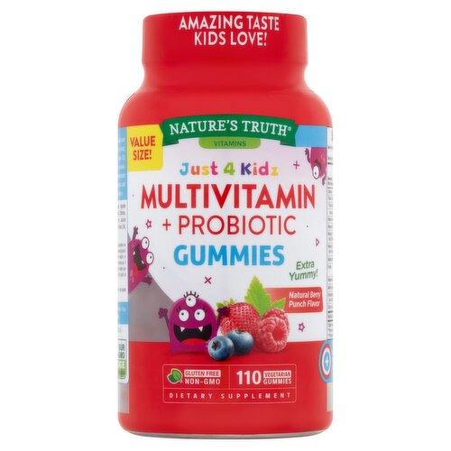 Nature's Truth Just 4 Kidz Multivitamin+Probiotic Gummies Dietary Supplement Value Size!, 110 count